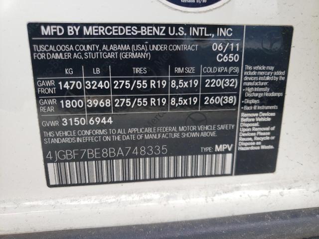 Photo 9 VIN: 4JGBF7BE8BA748335 - MERCEDES-BENZ GL 450 4MA 