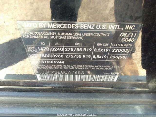 Photo 8 VIN: 4JGBF7BE8CA765315 - MERCEDES-BENZ GL 450 