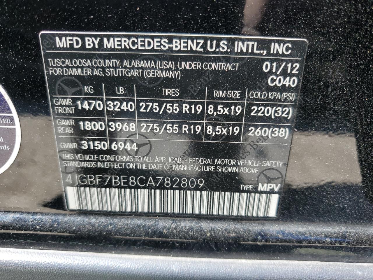 Photo 12 VIN: 4JGBF7BE8CA782809 - MERCEDES-BENZ GL-KLASSE 