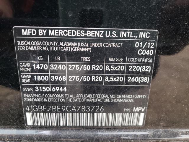 Photo 9 VIN: 4JGBF7BE9CA783726 - MERCEDES-BENZ GL-CLASS 