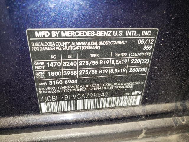 Photo 12 VIN: 4JGBF7BE9CA798842 - MERCEDES-BENZ GL 450 4MA 