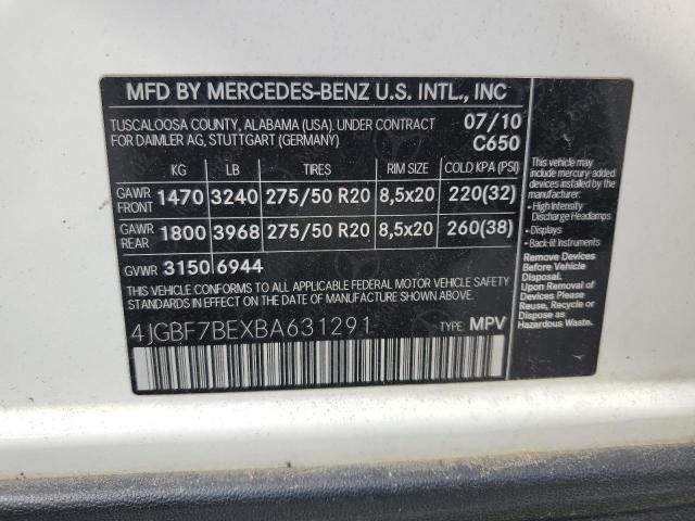 Photo 12 VIN: 4JGBF7BEXBA631291 - MERCEDES-BENZ GL-CLASS 