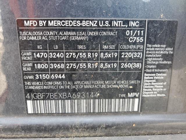 Photo 12 VIN: 4JGBF7BEXBA693144 - MERCEDES-BENZ GL-CLASS 