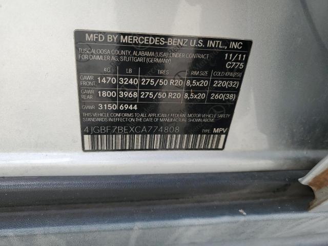 Photo 12 VIN: 4JGBF7BEXCA774808 - MERCEDES-BENZ GL 450 4MA 