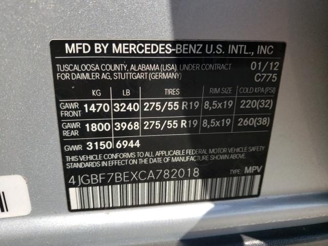 Photo 9 VIN: 4JGBF7BEXCA782018 - MERCEDES-BENZ GL 450 4MA 