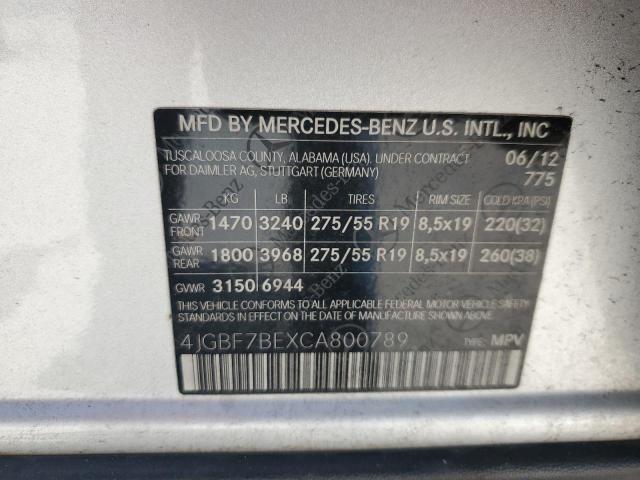 Photo 12 VIN: 4JGBF7BEXCA800789 - MERCEDES-BENZ GL 450 4MA 