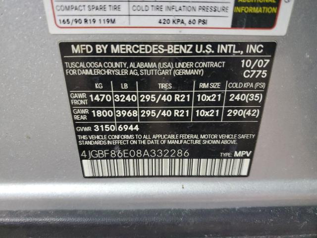 Photo 11 VIN: 4JGBF86E08A332286 - MERCEDES-BENZ GL-CLASS 