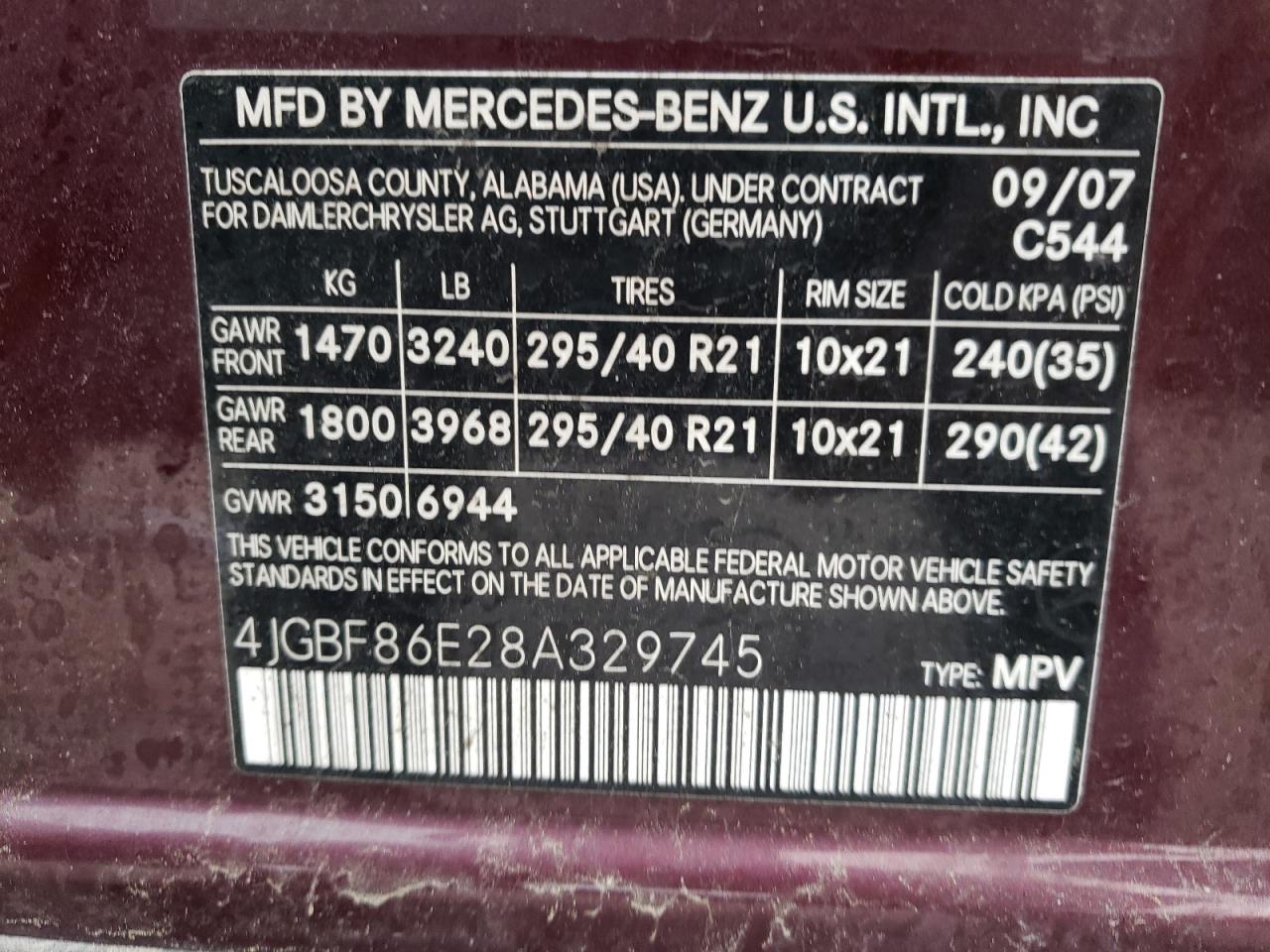 Photo 12 VIN: 4JGBF86E28A329745 - MERCEDES-BENZ GL-KLASSE 