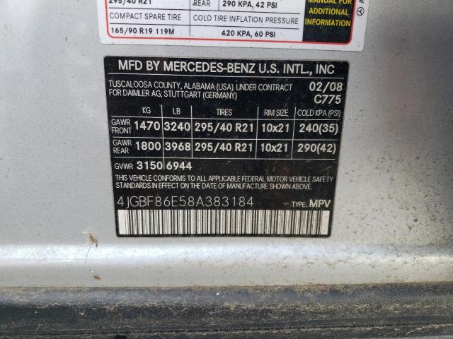 Photo 12 VIN: 4JGBF86E58A383184 - MERCEDES-BENZ GL-CLASS 