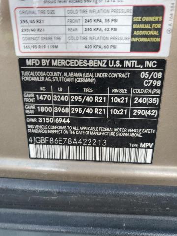 Photo 12 VIN: 4JGBF86E78A422213 - MERCEDES-BENZ GL 550 4MA 