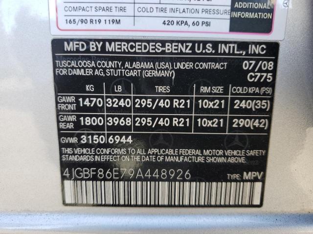 Photo 12 VIN: 4JGBF86E79A448926 - MERCEDES-BENZ GL 550 4MA 