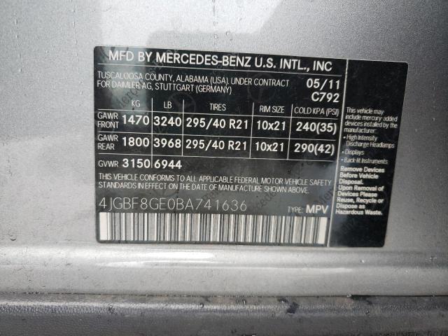 Photo 11 VIN: 4JGBF8GE0BA741636 - MERCEDES-BENZ GL 550 4MA 