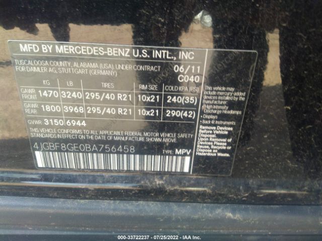 Photo 8 VIN: 4JGBF8GE0BA756458 - MERCEDES-BENZ GL-CLASS 