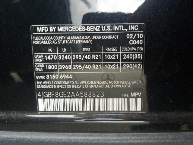 Photo 9 VIN: 4JGBF8GE2AA588823 - MERCEDES-BENZ GL 550 4MA 