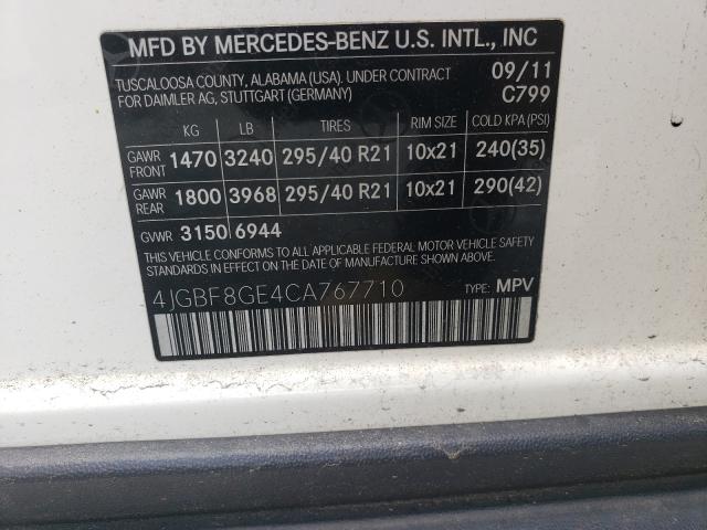 Photo 9 VIN: 4JGBF8GE4CA767710 - MERCEDES-BENZ GL 550 4MA 