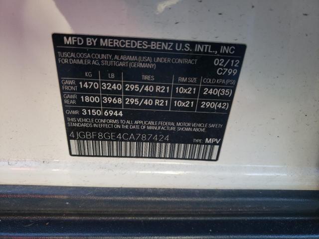 Photo 12 VIN: 4JGBF8GE4CA787424 - MERCEDES-BENZ GL 550 4MA 