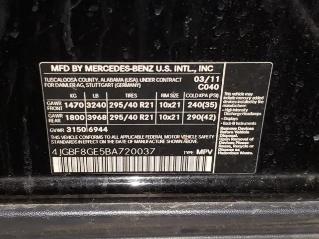 Photo 9 VIN: 4JGBF8GE5BA720037 - MERCEDES-BENZ GL 550 4MA 