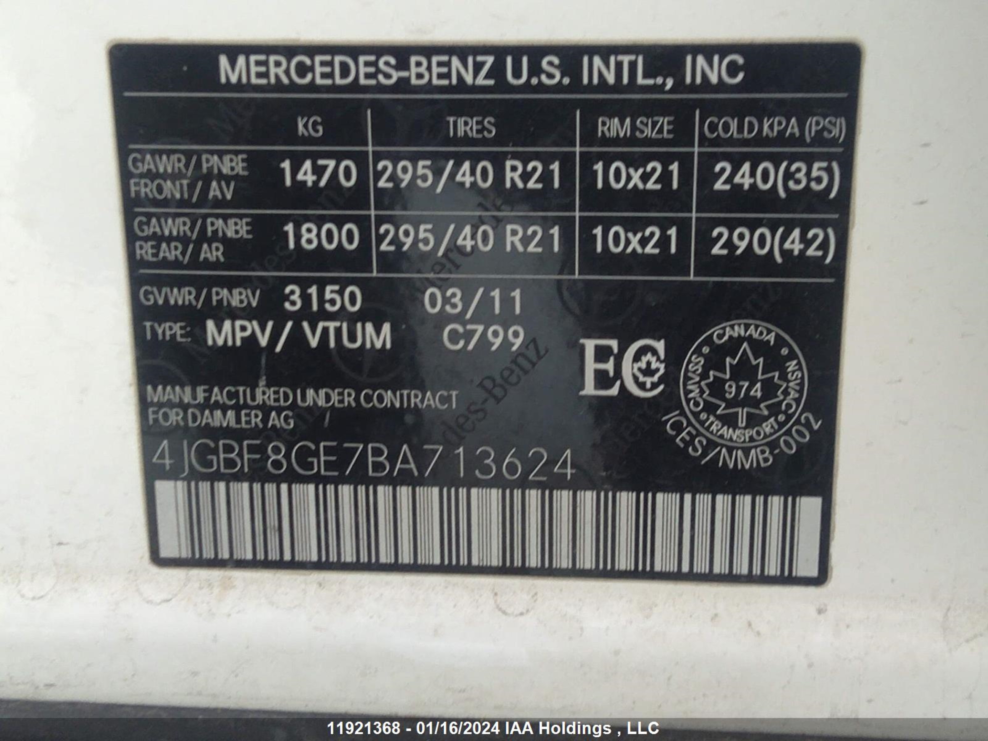 Photo 8 VIN: 4JGBF8GE7BA713624 - MERCEDES-BENZ GL-KLASSE 