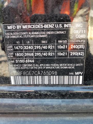 Photo 12 VIN: 4JGBF8GE7CA763098 - MERCEDES-BENZ GL 550 4MA 