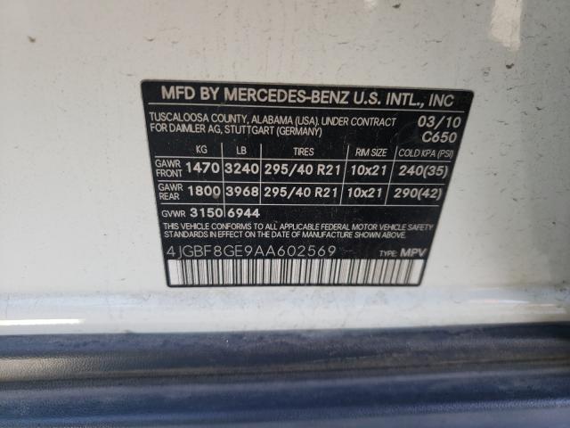 Photo 9 VIN: 4JGBF8GE9AA602569 - MERCEDES-BENZ GL 550 4MA 