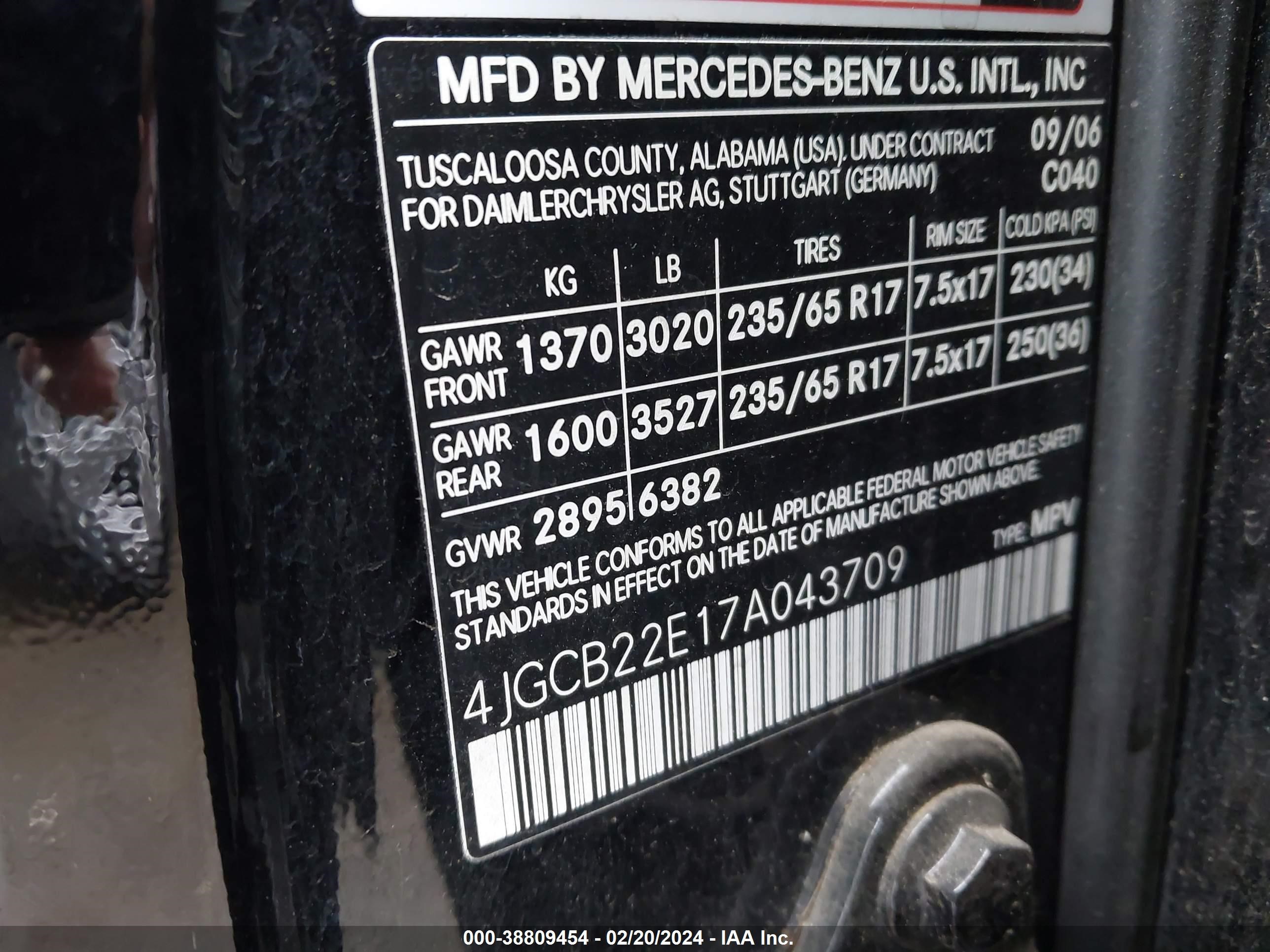 Photo 8 VIN: 4JGCB22E17A043709 - MERCEDES-BENZ NULL 