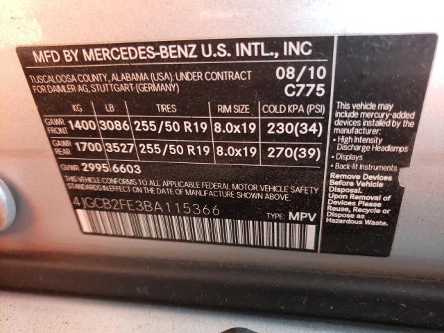 Photo 9 VIN: 4JGCB2FE3BA115366 - MERCEDES-BENZ R 350 BLUE 