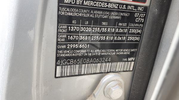 Photo 1 VIN: 4JGCB65E08A063244 - MERCEDES-BENZ R 350 