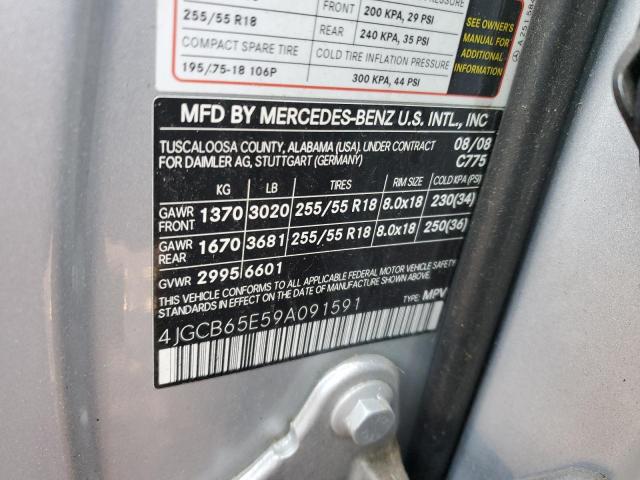 Photo 12 VIN: 4JGCB65E59A091591 - MERCEDES-BENZ R 350 4MAT 