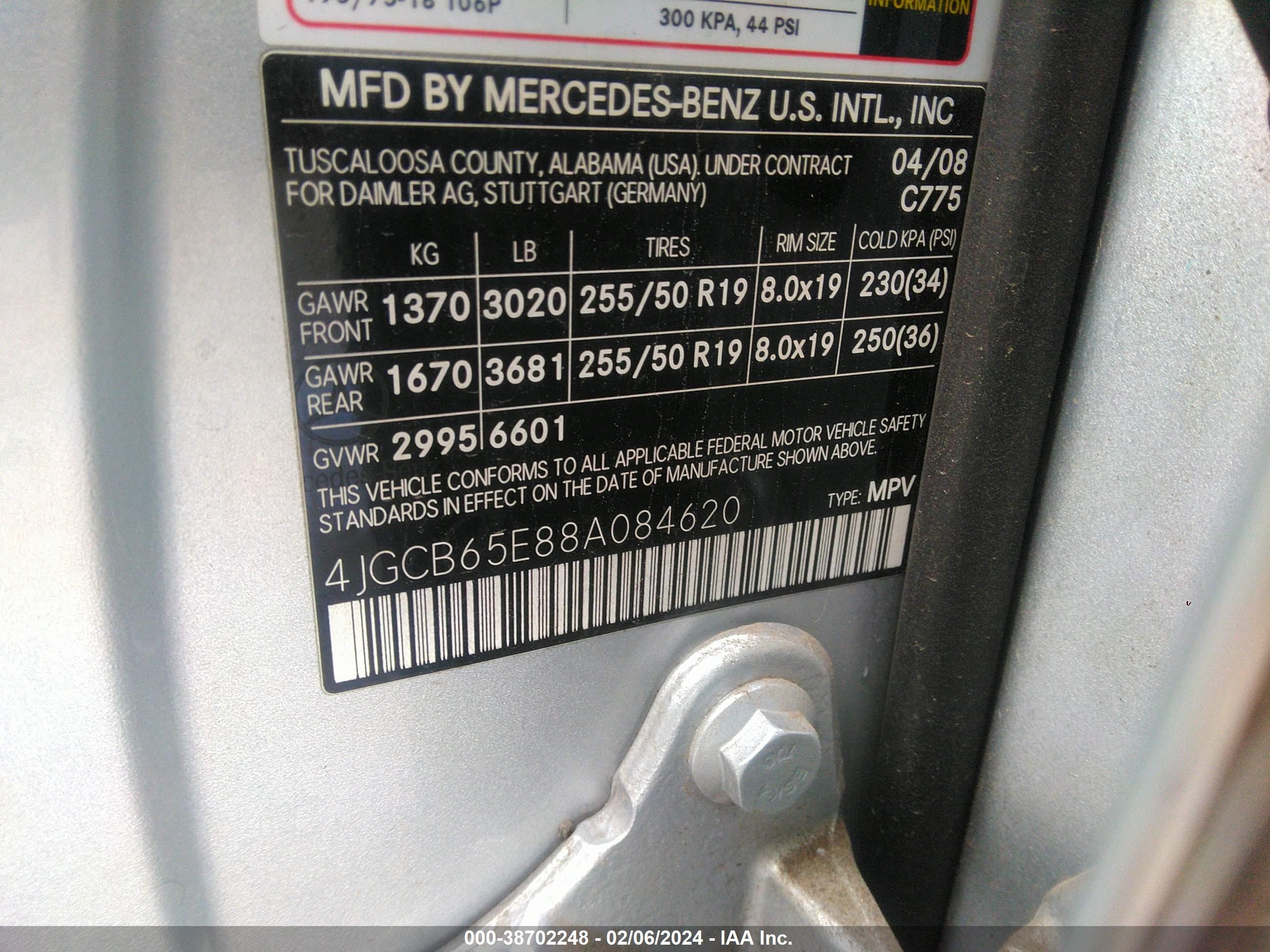 Photo 8 VIN: 4JGCB65E88A084620 - MERCEDES-BENZ R-KLASSE 