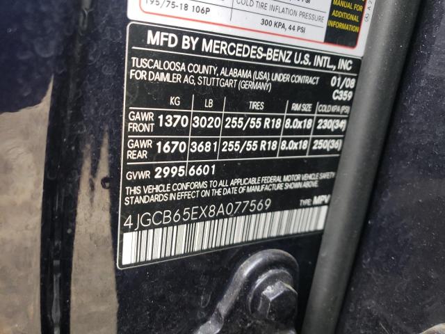 Photo 12 VIN: 4JGCB65EX8A077569 - MERCEDES-BENZ R 350 