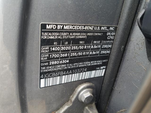 Photo 9 VIN: 4JGCB6FB4AA103724 - MERCEDES-BENZ R 350 4MAT 