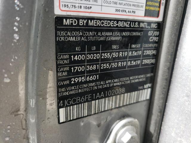 Photo 9 VIN: 4JGCB6FE1AA102038 - MERCEDES-BENZ R 350 4MAT 