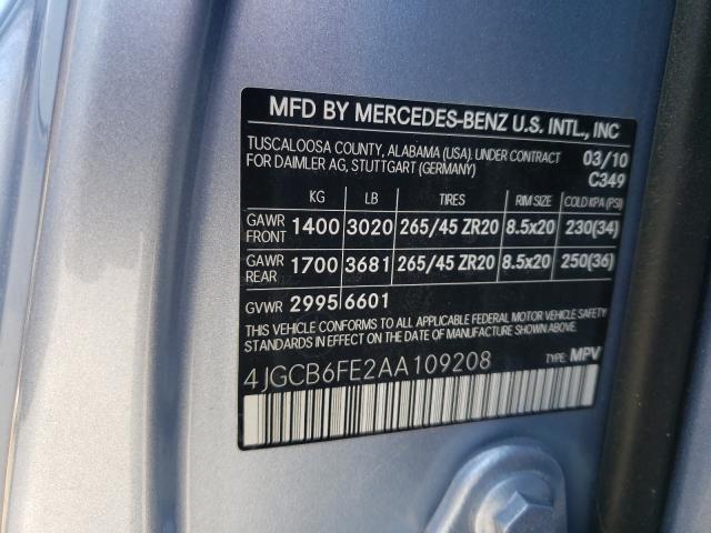 Photo 9 VIN: 4JGCB6FE2AA109208 - MERCEDES-BENZ R 350 4MAT 