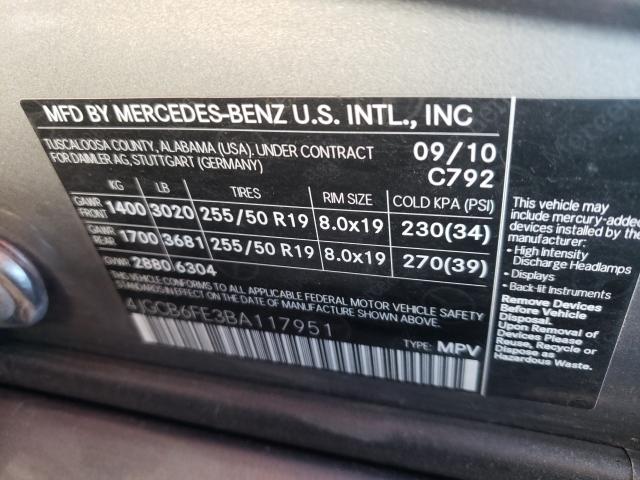 Photo 9 VIN: 4JGCB6FE3BA117951 - MERCEDES-BENZ R 350 4MAT 