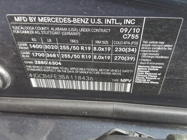 Photo 9 VIN: 4JGCB6FE3BA118436 - MERCEDES-BENZ R 350 4MAT 