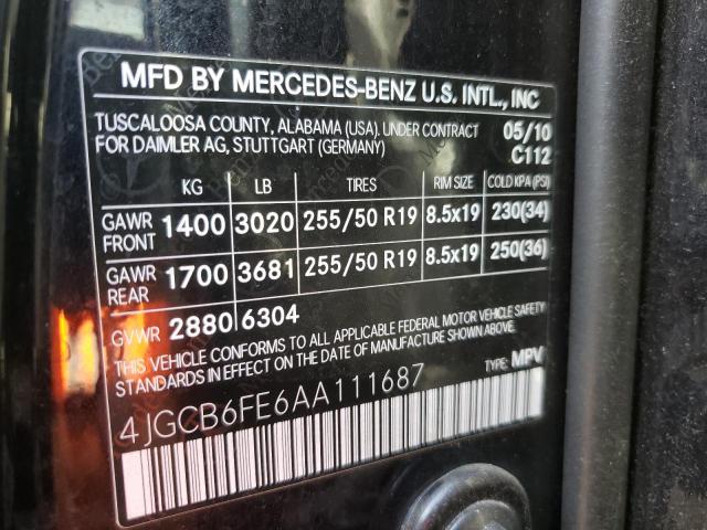 Photo 9 VIN: 4JGCB6FE6AA111687 - MERCEDES-BENZ R 350 4MAT 