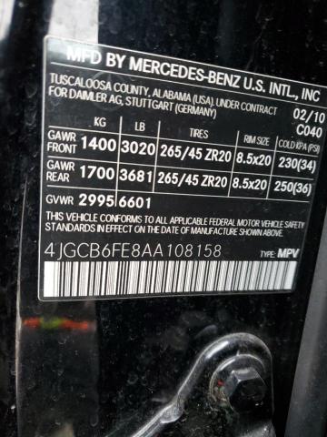 Photo 12 VIN: 4JGCB6FE8AA108158 - MERCEDES-BENZ R 350 4MAT 