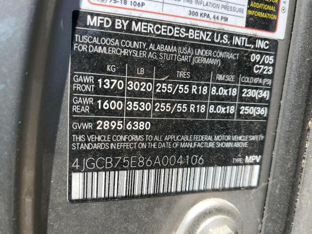 Photo 12 VIN: 4JGCB75E86A004106 - MERCEDES-BENZ R 500 