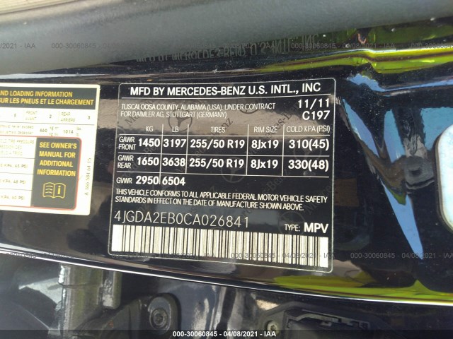 Photo 8 VIN: 4JGDA2EB0CA026841 - MERCEDES-BENZ ML 350 