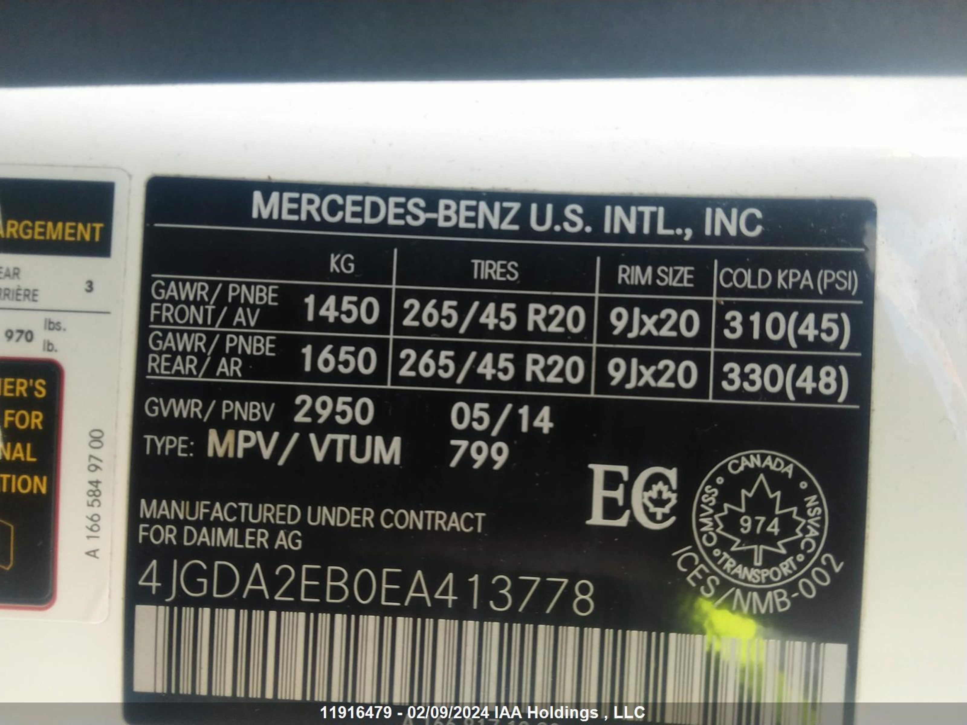 Photo 8 VIN: 4JGDA2EB0EA413778 - MERCEDES-BENZ M-KLASSE 