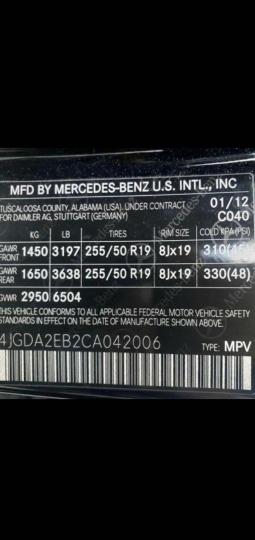 Photo 9 VIN: 4JGDA2EB2CA042006 - MERCEDES-BENZ ML 350 BLU 