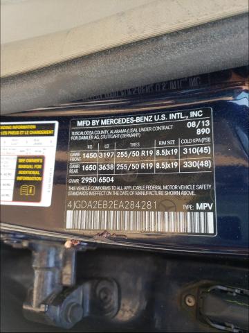 Photo 9 VIN: 4JGDA2EB2EA284281 - MERCEDES-BENZ ML 350 BLU 