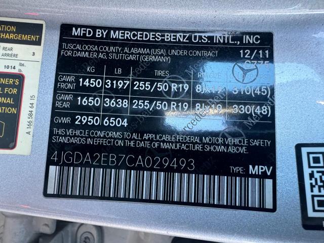 Photo 9 VIN: 4JGDA2EB7CA029493 - MERCEDES-BENZ ML 350 BLU 