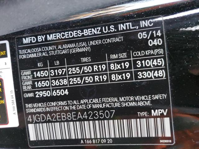 Photo 11 VIN: 4JGDA2EB8EA423507 - MERCEDES-BENZ ML 350 BLU 