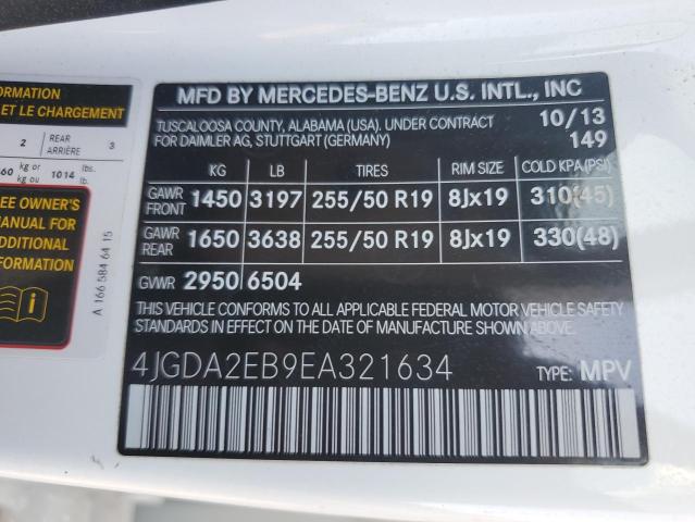 Photo 12 VIN: 4JGDA2EB9EA321634 - MERCEDES-BENZ ML 350 BLU 