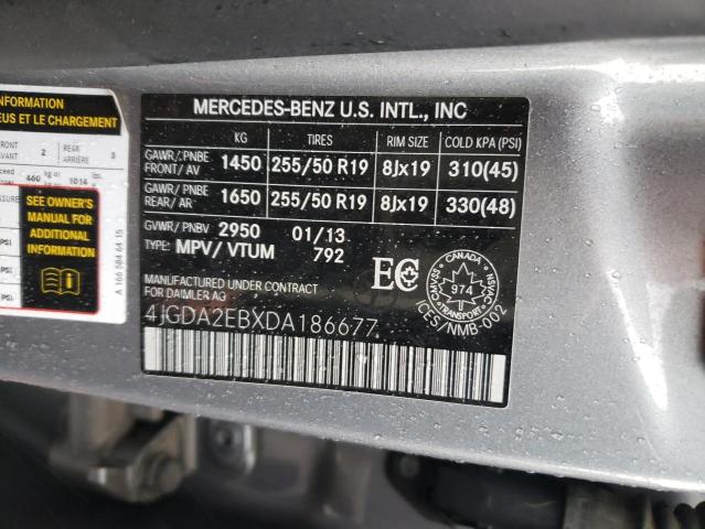 Photo 9 VIN: 4JGDA2EBXDA186677 - MERCEDES-BENZ ML 350 BLU 