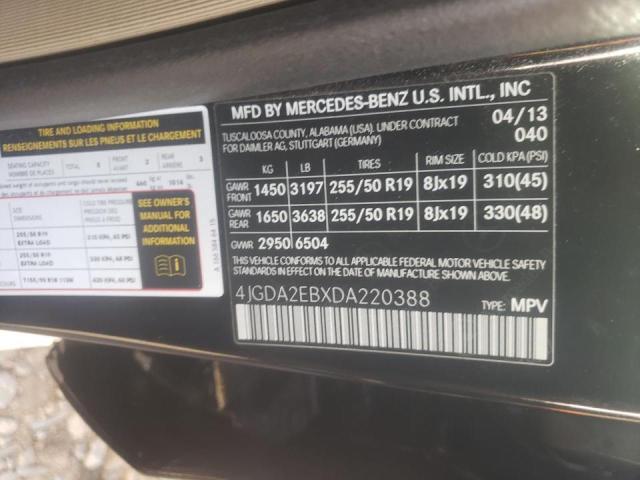 Photo 9 VIN: 4JGDA2EBXDA220388 - MERCEDES-BENZ ML 350 BLU 