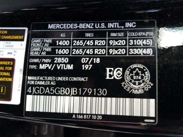 Photo 9 VIN: 4JGDA5GB0JB179130 - MERCEDES-BENZ GLE 400 4M 