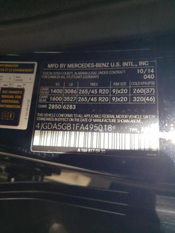 Photo 11 VIN: 4JGDA5GB1FA495018 - MERCEDES-BENZ ML 400 4MA 