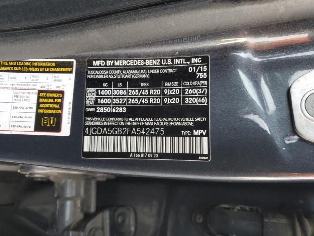 Photo 12 VIN: 4JGDA5GB2FA542475 - MERCEDES-BENZ ML 400 4MA 